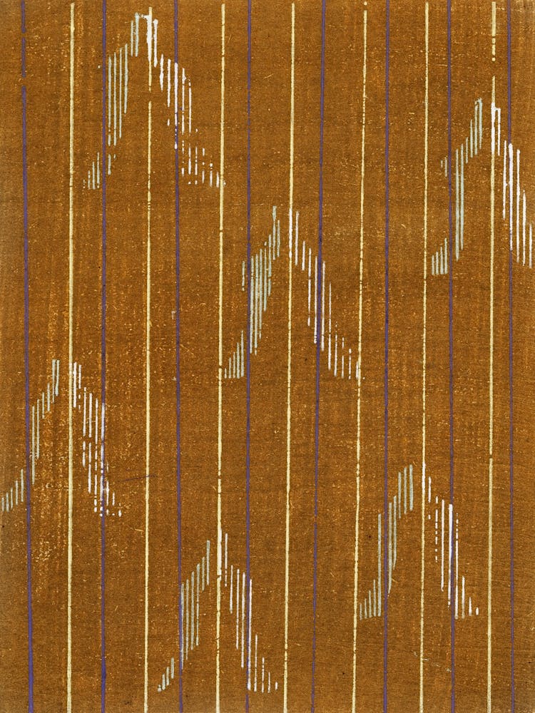 Vintage Ukiyo-e Woodblock Print Of Japanese Textile, Shima Shima, Furuya Korin (223)