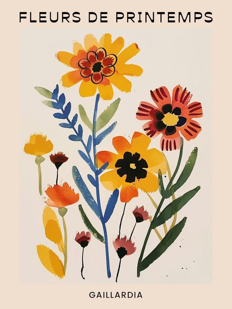 Spring Floral French Poster  Gaillardia 3