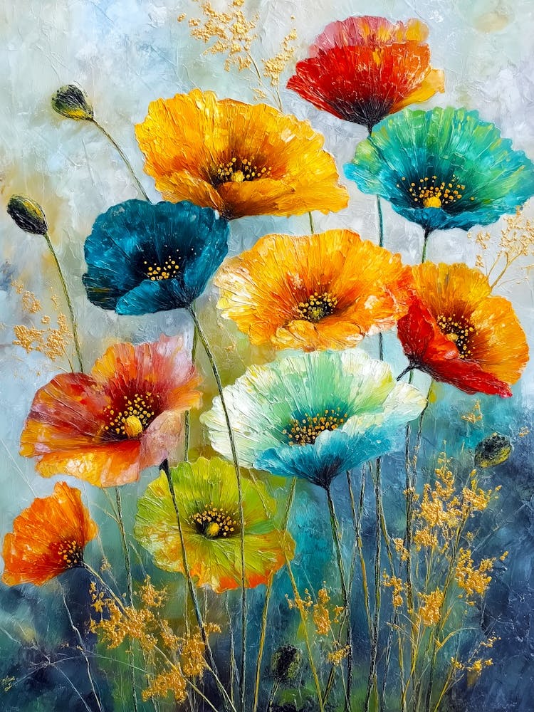 Poppies nature flora art 4