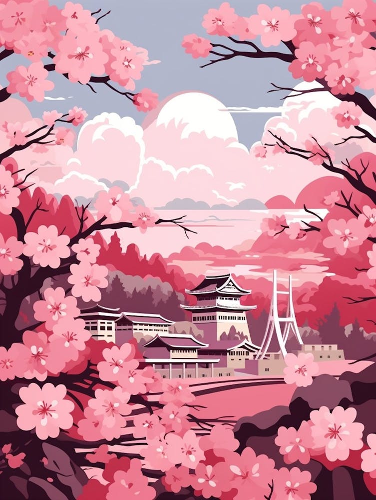 Cherry Blossoms Japanese Style Illustration 14