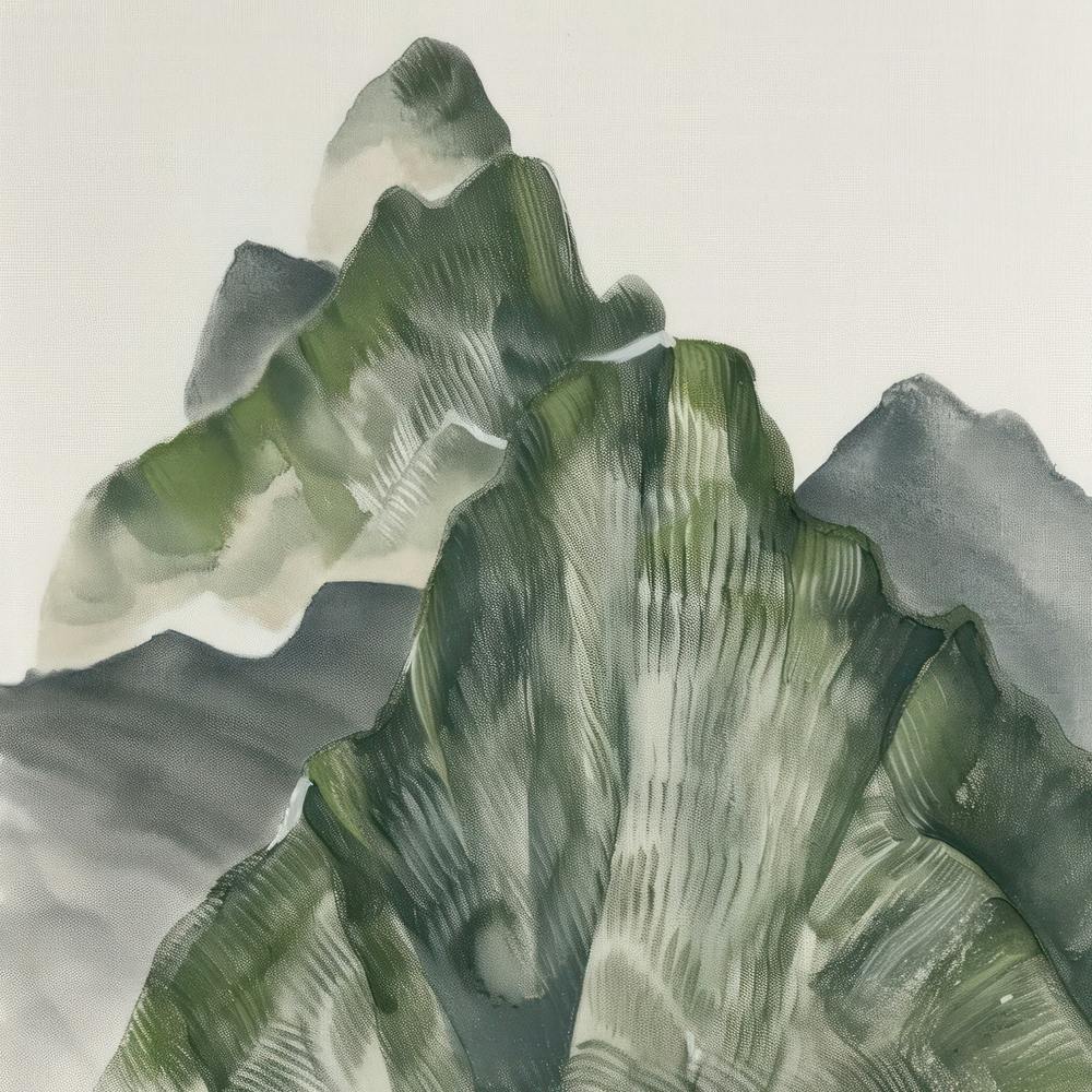 Japanese Watercolour Of Mount Norikura 5