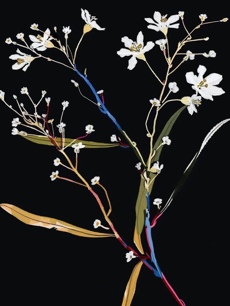 Neon Flowers On Black Babys Breath 1