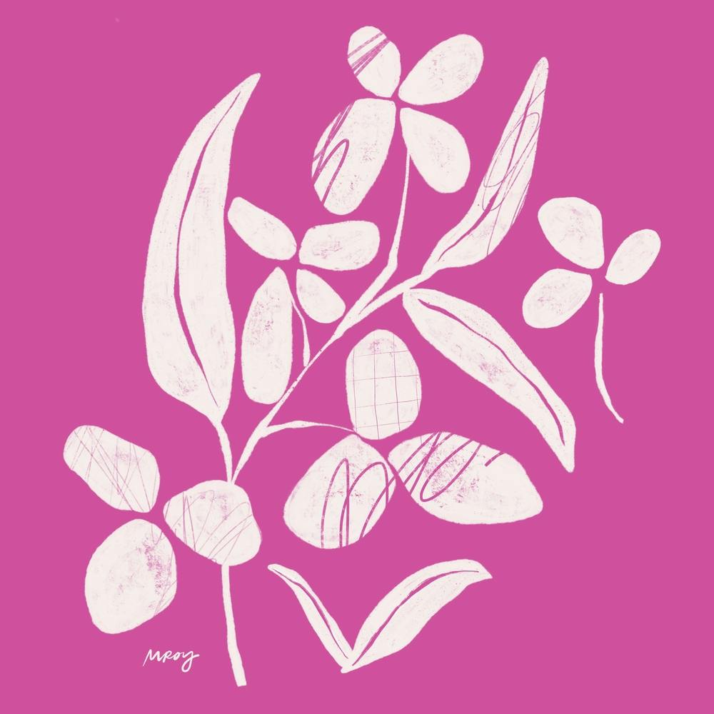 Abstract Floral Pink Square