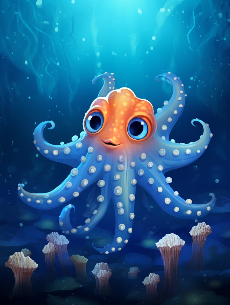 Sternsauger-Zwergoktopus Kinder-Illustration 1