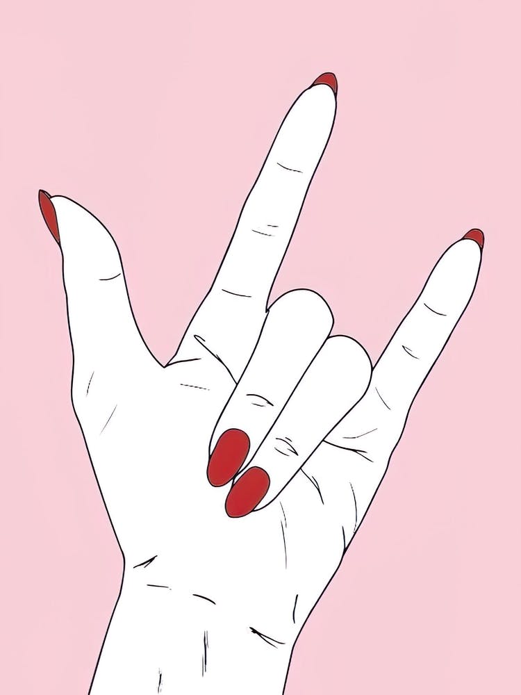 Girl hand with red touch