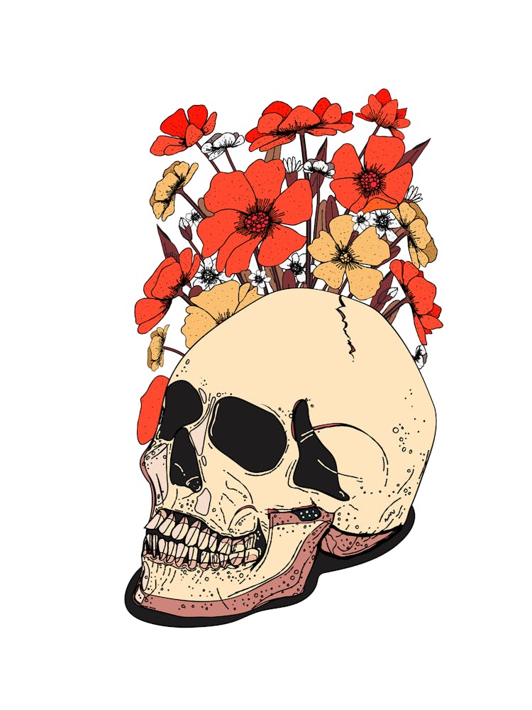 Skull With Flowers