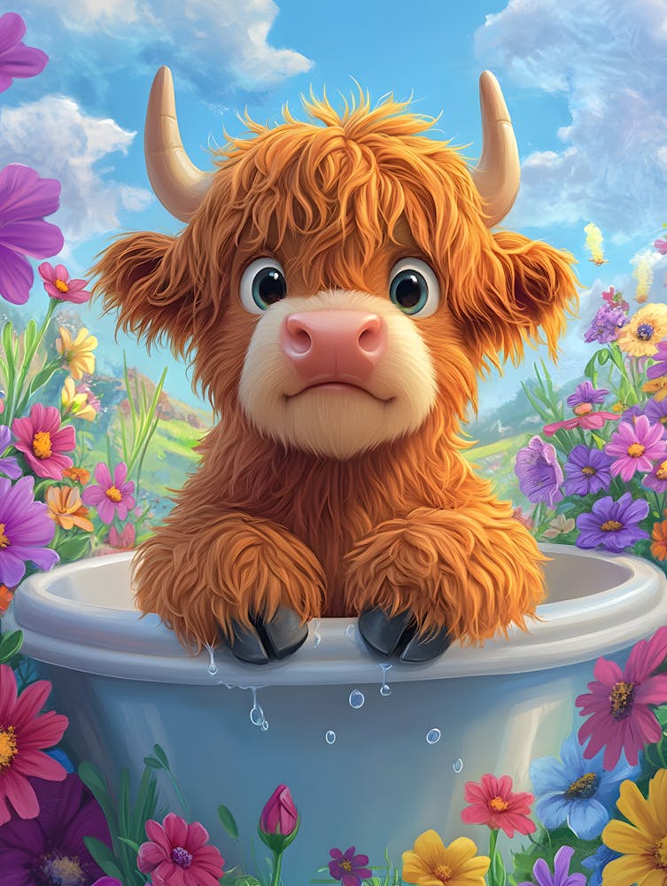 Cute Cow In A Tub 6