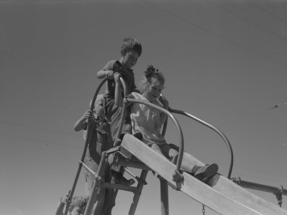 Untitled Photo, Possibly Related To Children Playing On Slide At Fsa (Farm Security Administration) Labor Camp, 1