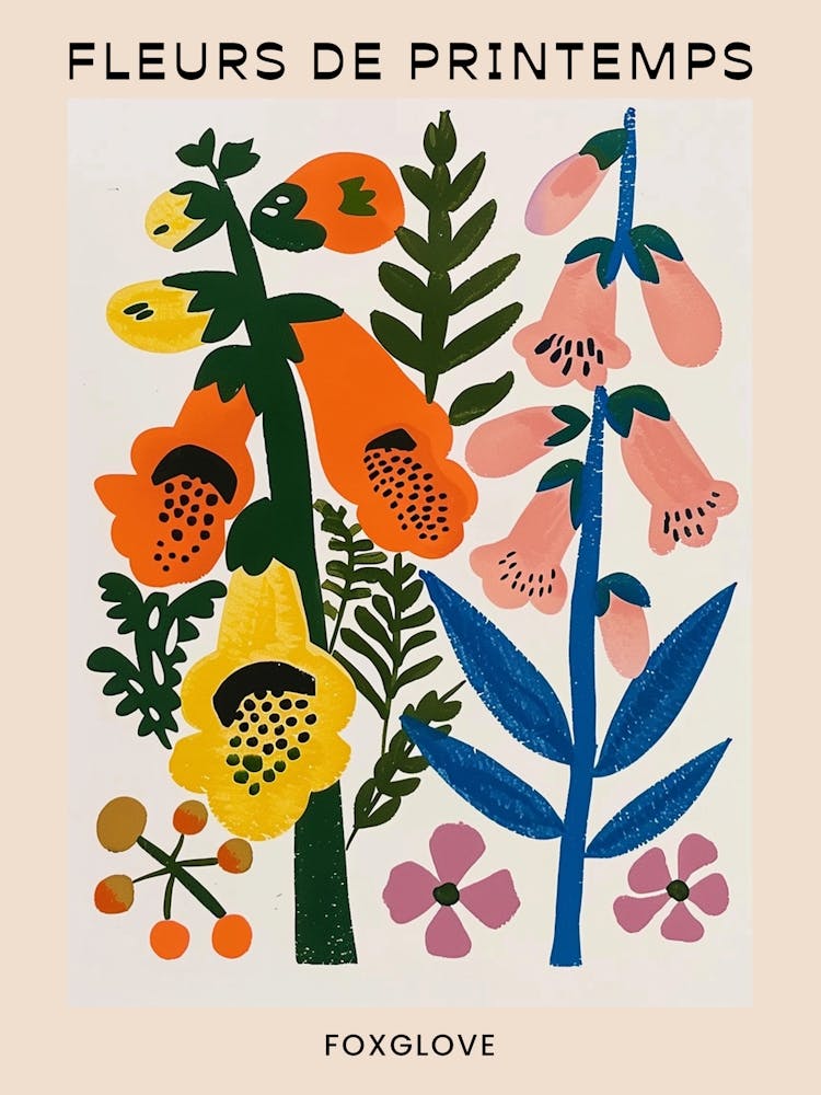 Spring Floral French Poster  Foxglove 2