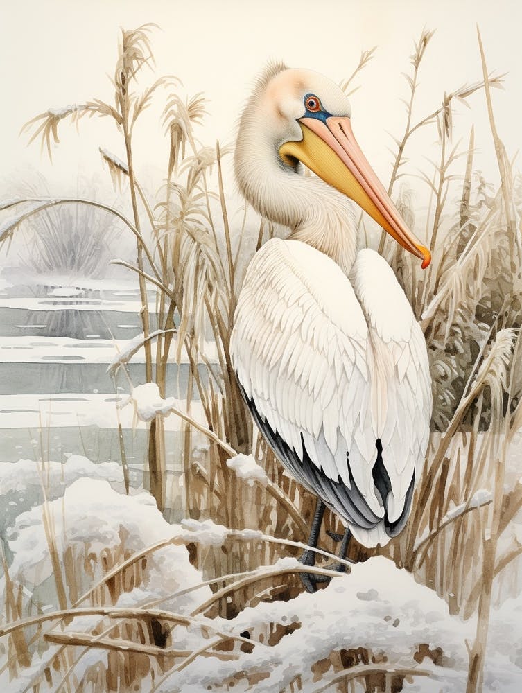 Winter Bird Painting Pelican 3