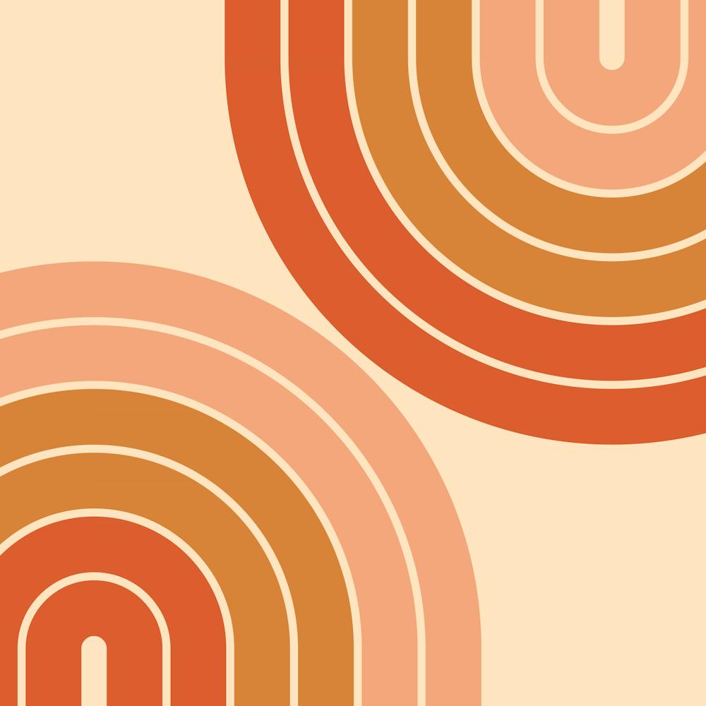 Midcentury Modern Geometric Rainbow Ib In Vintage Terracotta Gold 02