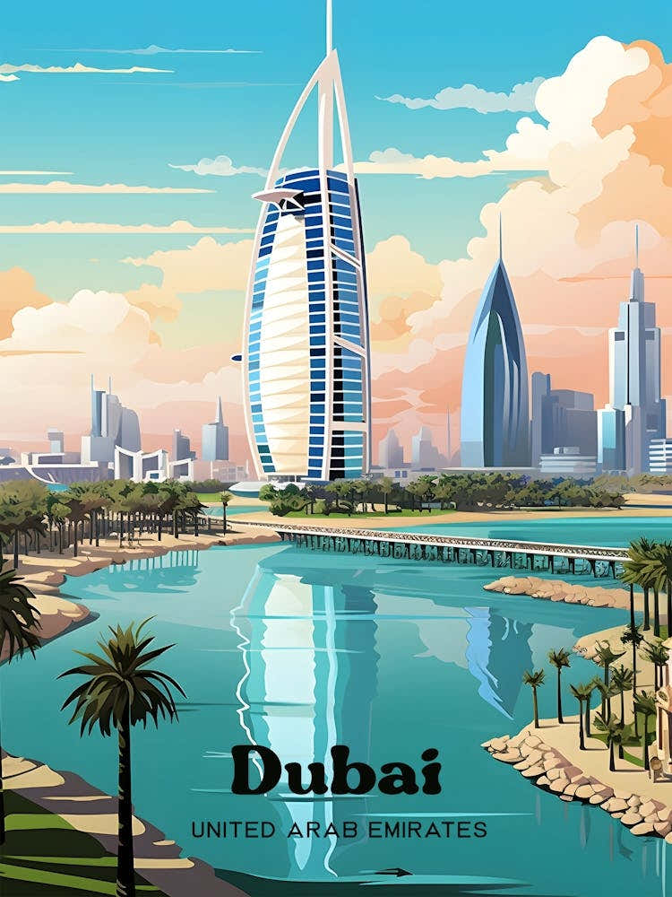 Dubai Middle East Skyline Travel Art