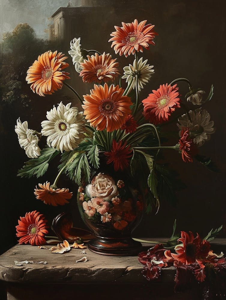 Baroque Floral Still Life Gerbera Daisy 4