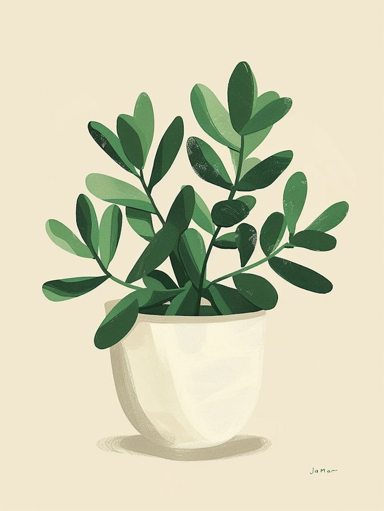 Jade Plant Minimalist Illustration 6