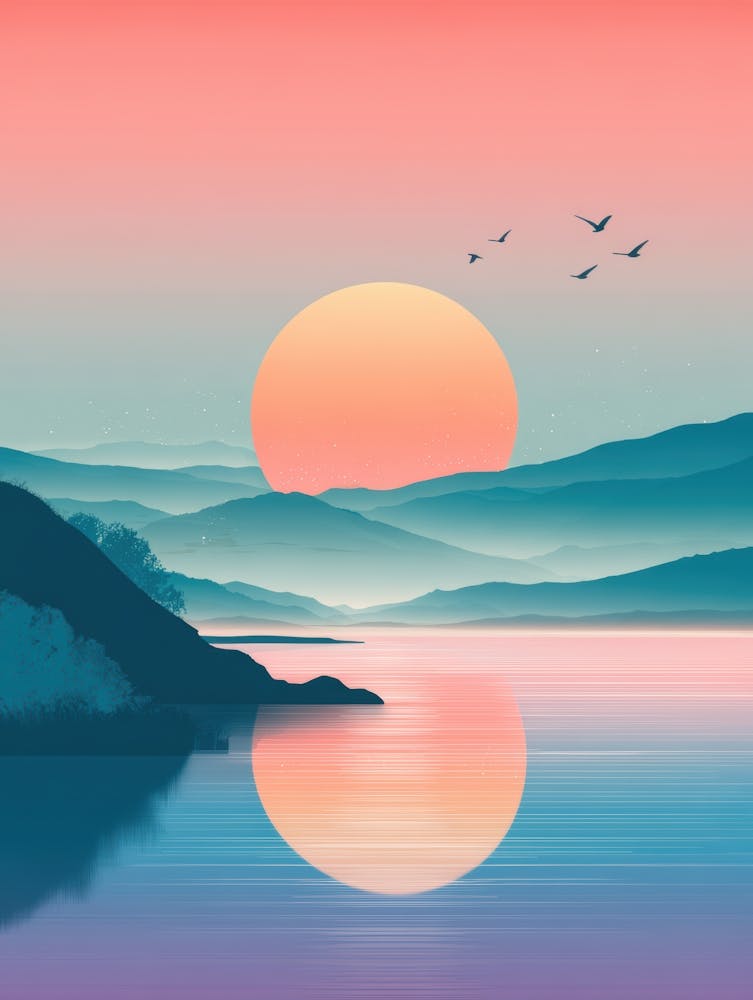 Sunset Over The Lake