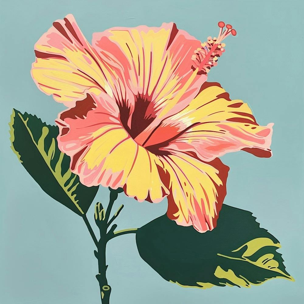 Hibiscus 5 Square Flower Illustration
