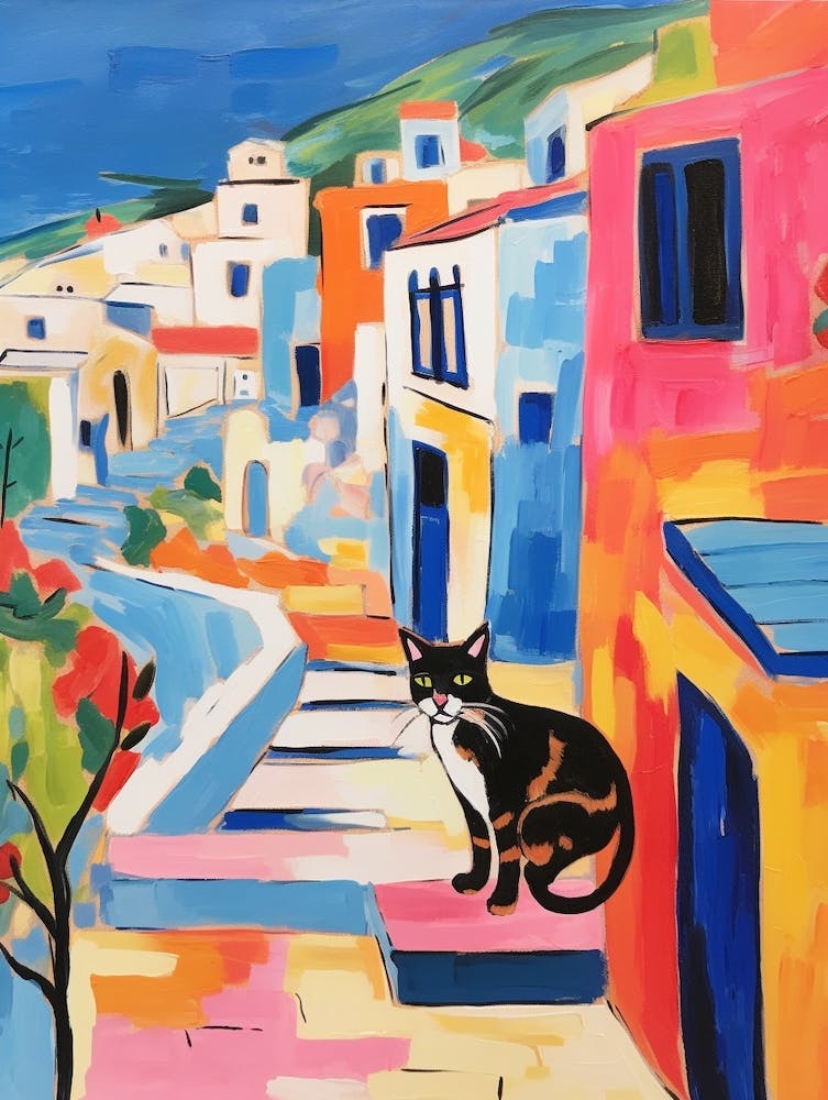 Painting Of A Cat In Athens Greece 2