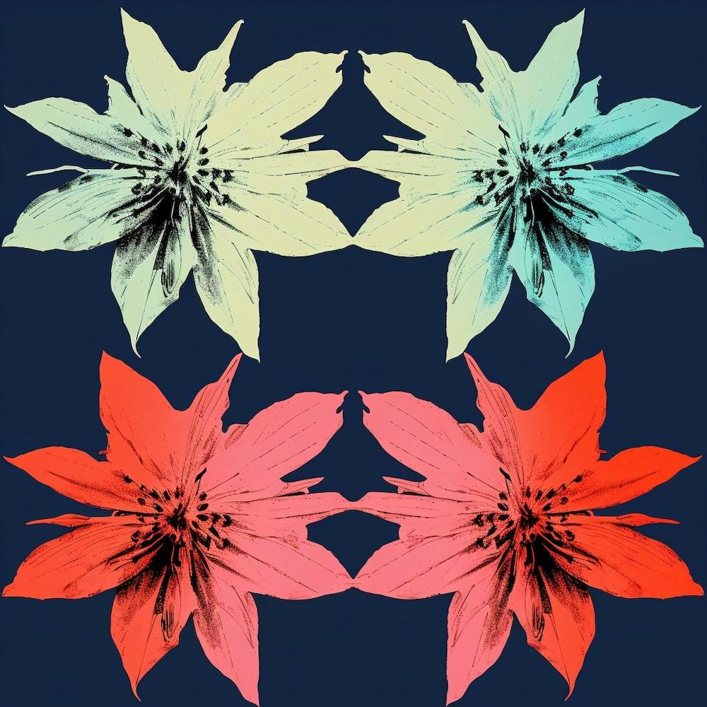 Andy Warhol Style Pop Art Flowers Edelweiss 2 Square