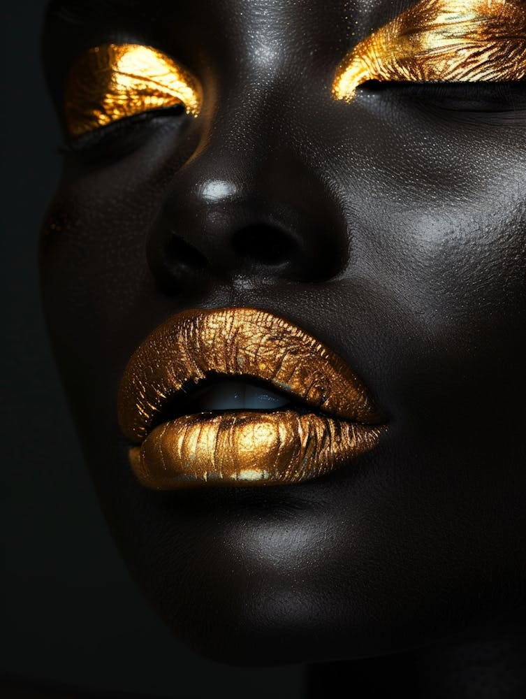 Black Woman With Gold Makeup