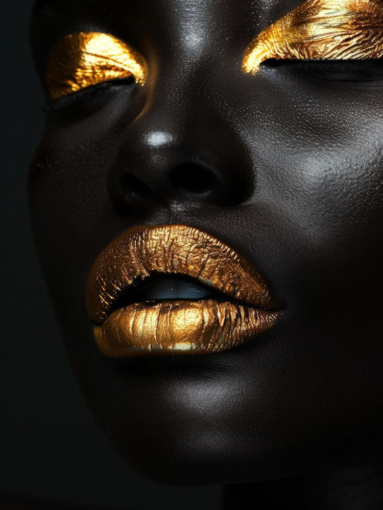 Black Woman With Gold Makeup
