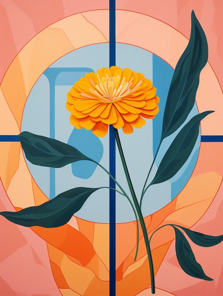 Marigold 3 Hilma Af Klint Inspired Pastel Flower Painting