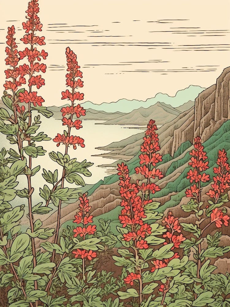 Hagi Bush Clover 1 Japanese Botanical Illustration