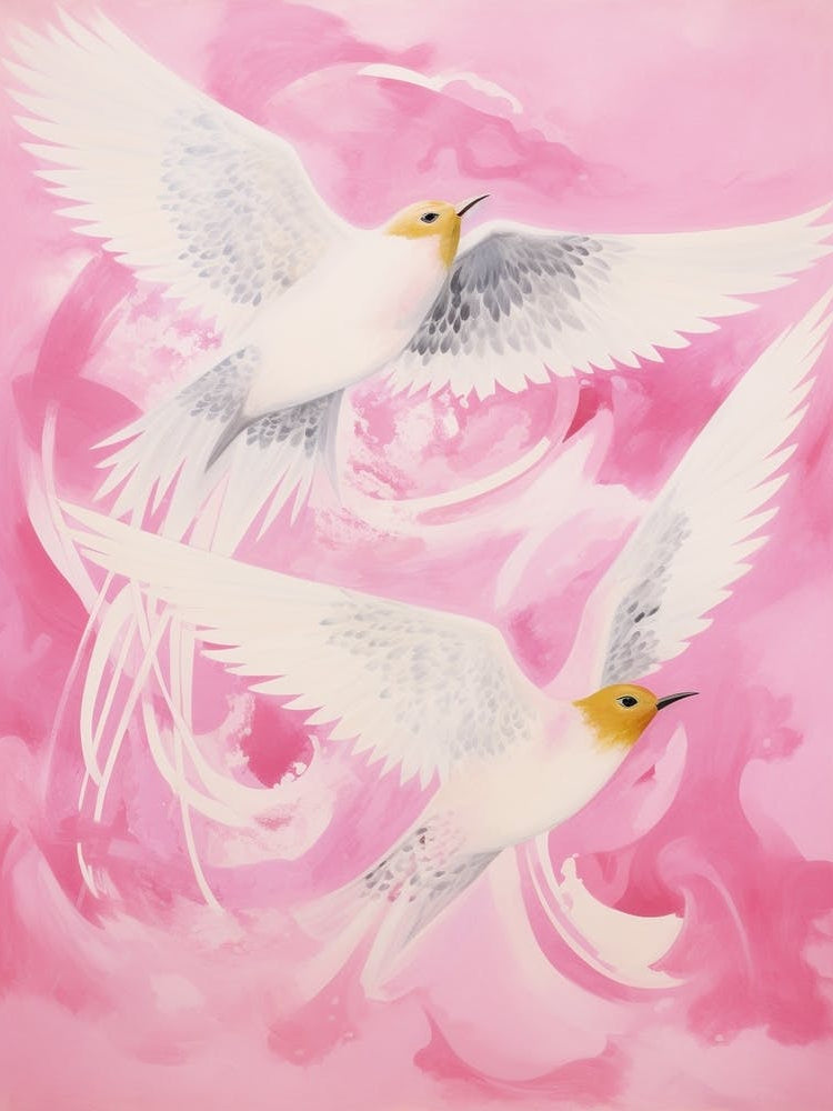 Pink Ethereal Bird Painting Chimney Swift 1