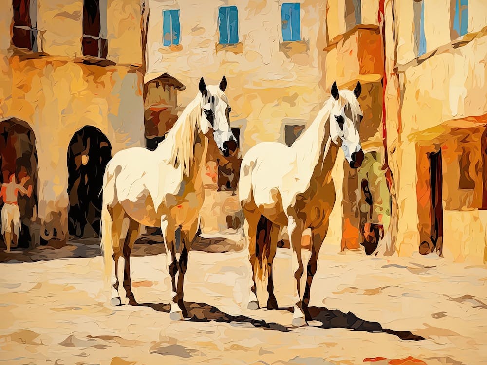 Pferde Gemälde in Siena, Italien, Landschaft 2
