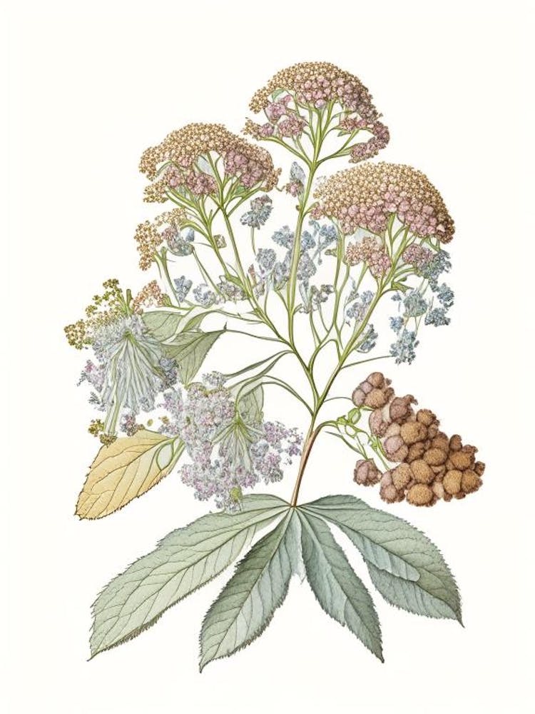 Hydrangea Root Spices And Herbs Pencil Illustration 1