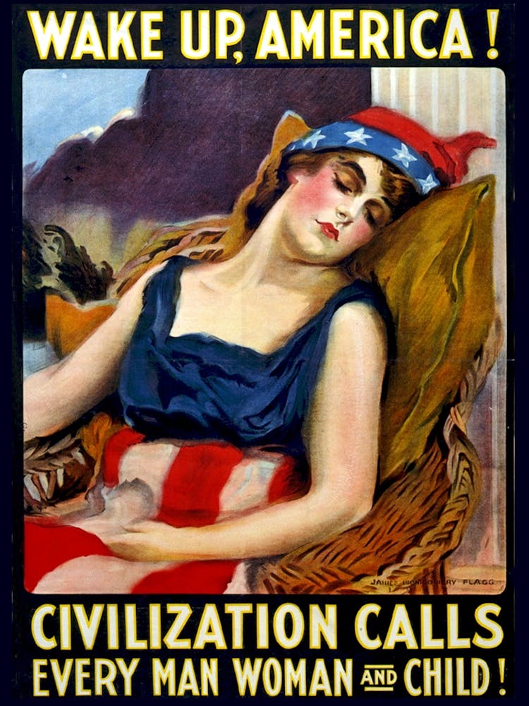 Wake Up America, Vintage ww2 Propaganda Poster