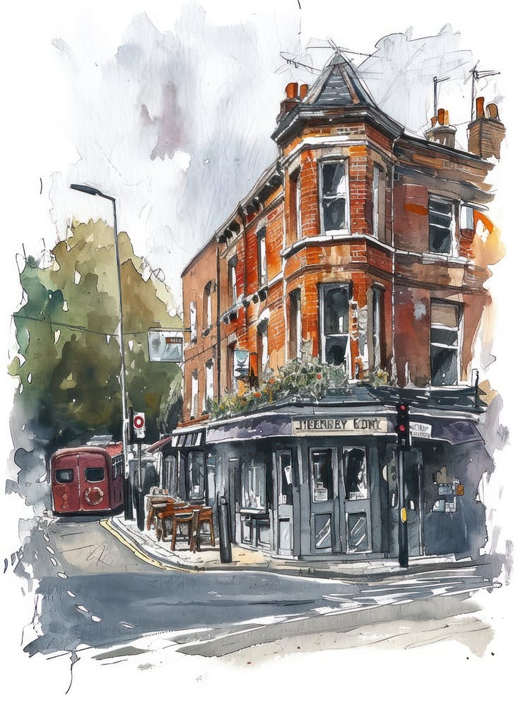 Havering London Borough   Street Watercolour 7