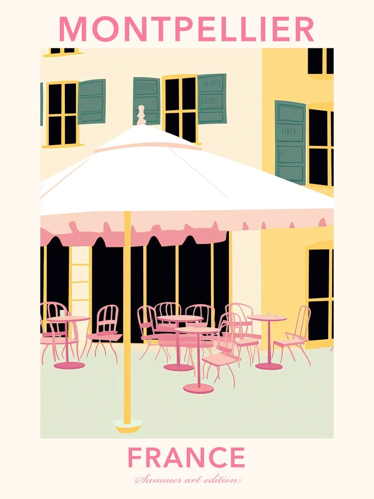 Montpellier, France, Flat Pastels Tones Illustration 3 Poster