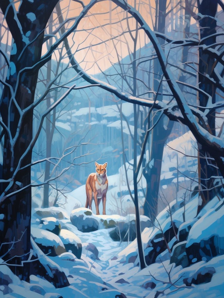 Winter Mountain Lion 1 Illustration