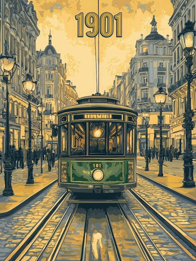 Aihrgdesign A Vintage Travel Poster Of An Electric Tram Glidi Ff8bbaa9 1d73 44fa 9340 1349237a6944 3