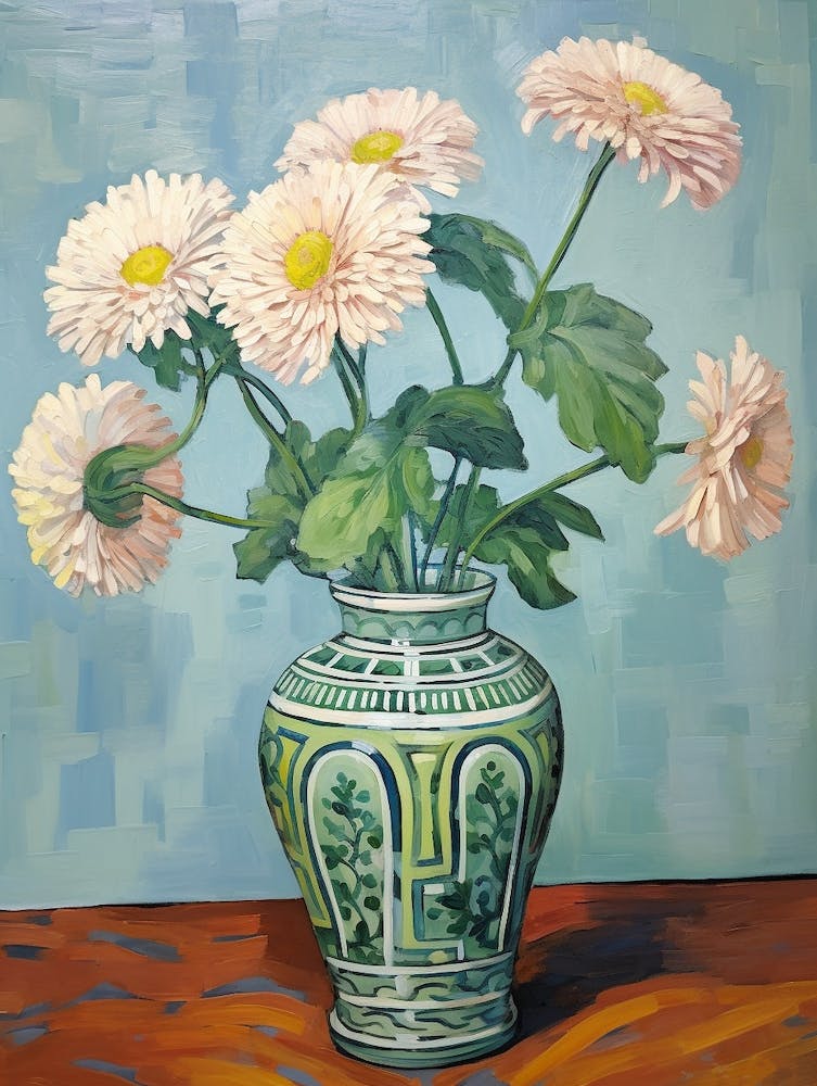 Flowers In A Vase Still Life Painting Chrysanthemum 2