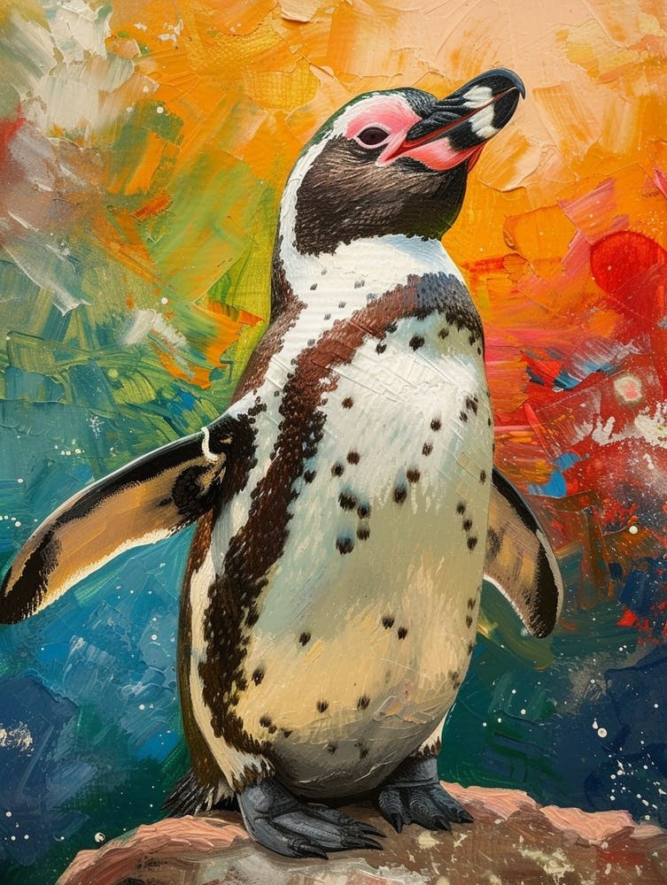 Galapagos Penguin Volunteer Point Colour Block Painting 1