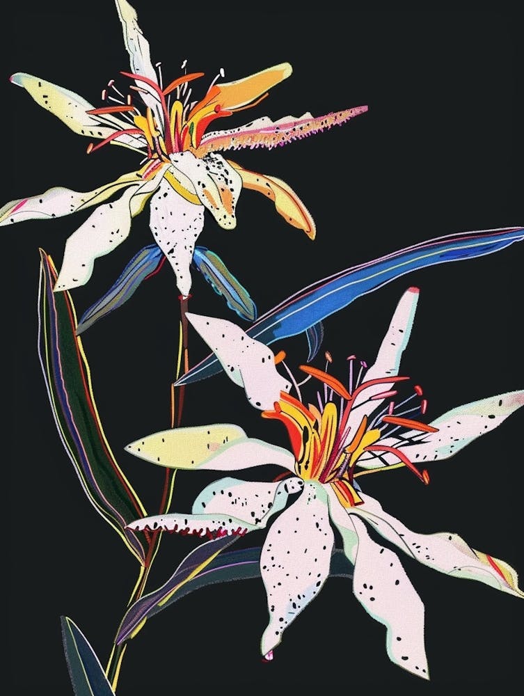 Neon Flowers On Black Edelweiss 1
