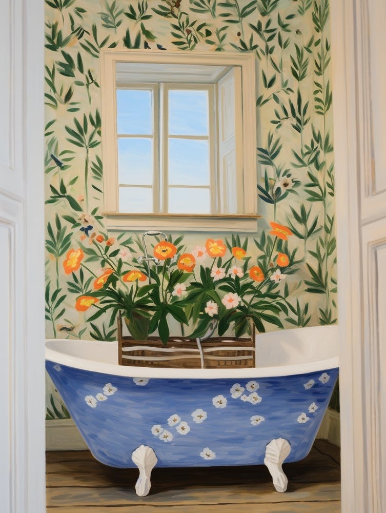 A Bathtube Full Of Daisy In A Bathroom 4