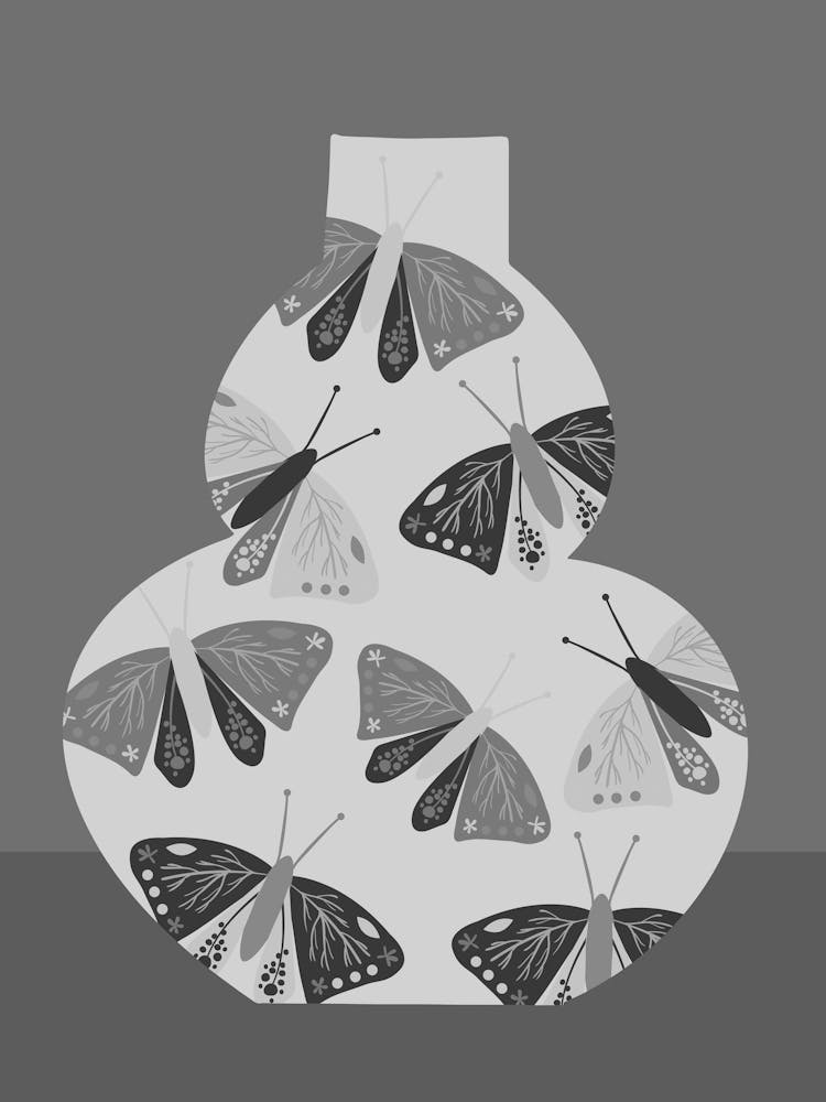 Papillons Sur Un Vase