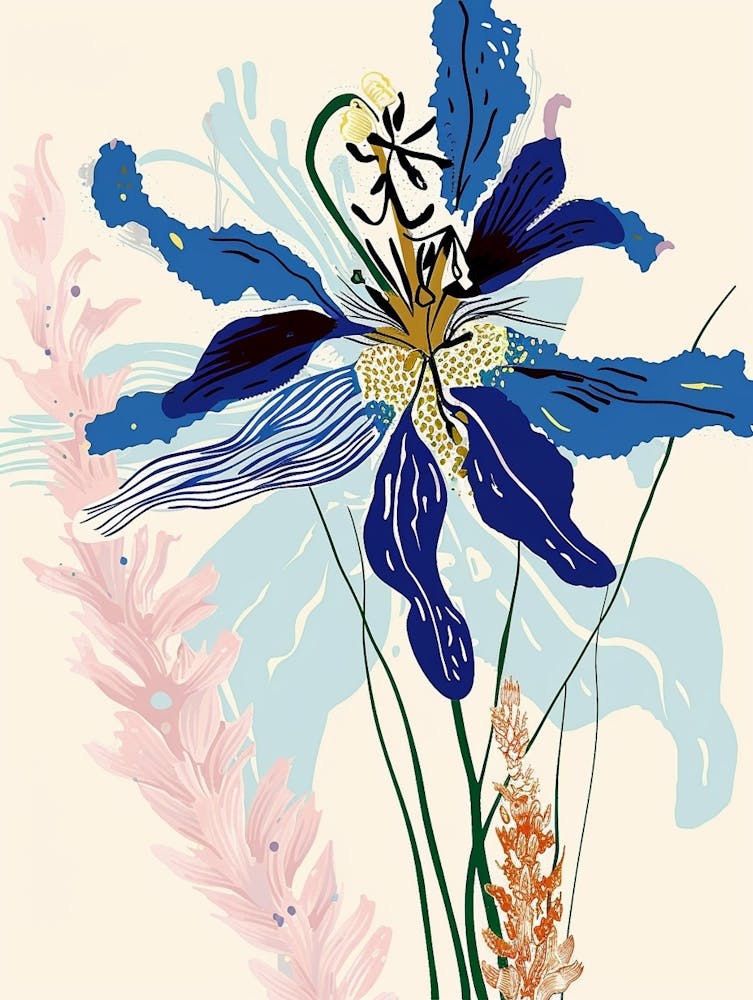 Colourful Flower Illustration Love In A Mist Nigella 3