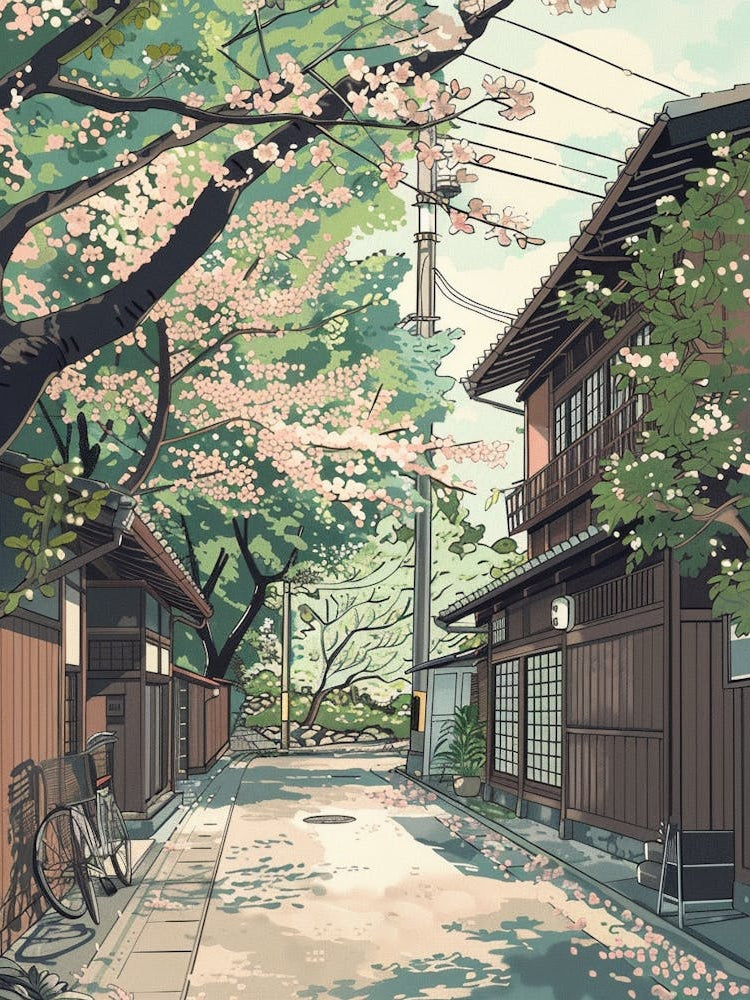 Kyoto Japan 2 Retro Illustration
