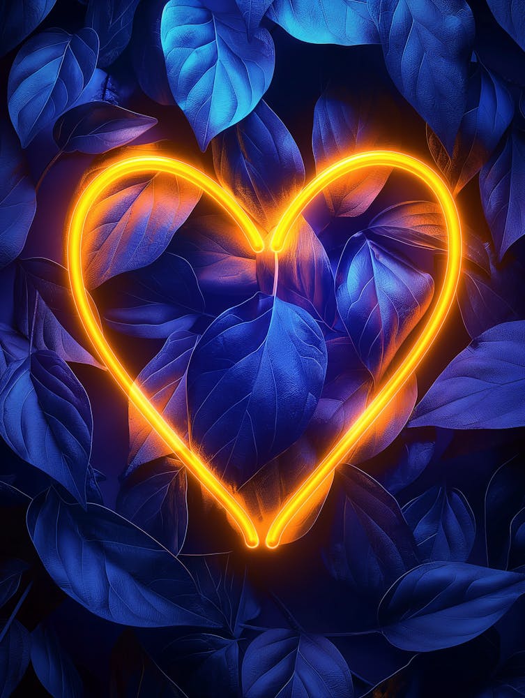 Neon Heart In The Leaves 1