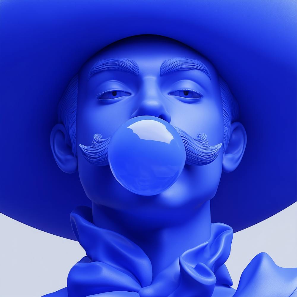 Blue Man With Mustache