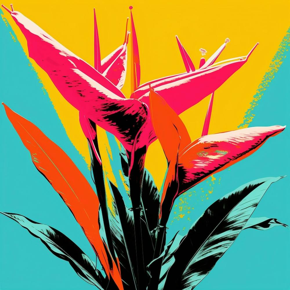 Andy Warhol Style Pop Art Flowers Heliconia 1 Square