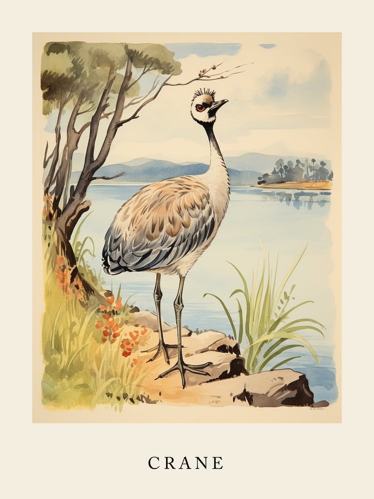Beatrix Potter Inspired  Animal Watercolour Crane 1