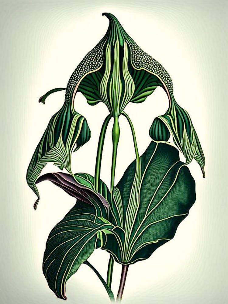 Jack In The Pulpit Wildflower Vintage Botanical 1