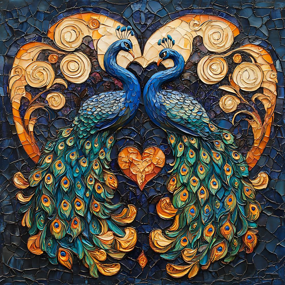 Baroque-Inspired Peacock Heart Design Background