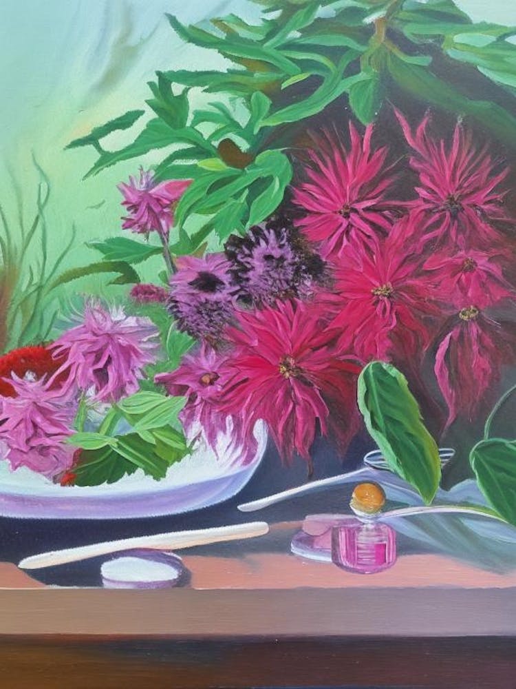 Bee Balm Spices And Herbs Oil Painting