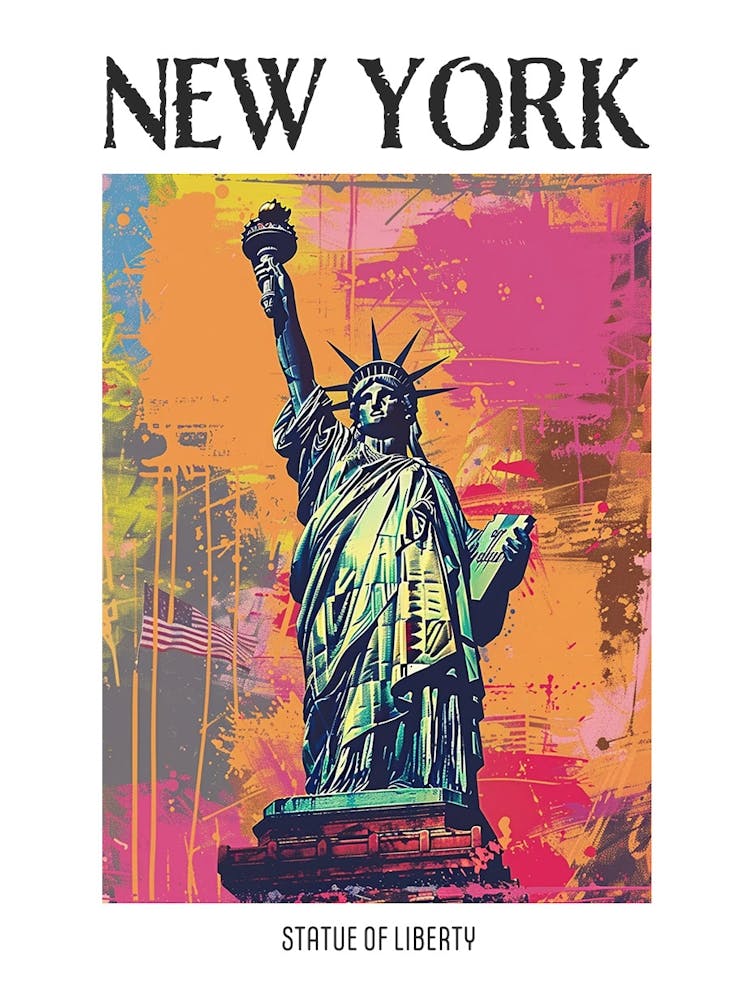 Freiheitsstatue New York Farbenfrohe Siebdruck-Illustration 4 Poster