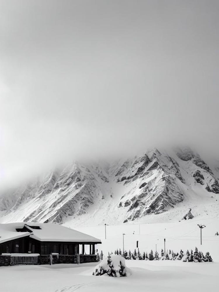 Portillo, Chile Black And White Skiing Poster